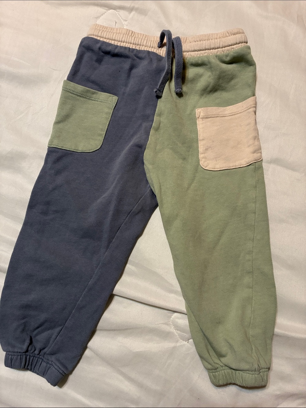 H&M Navy & Olive Two-Tone Kids Joggers with Cream Pockets